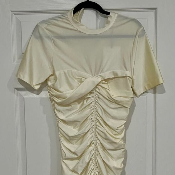 Alexander Wang Mock Neck Ruched Bodycon Dress - Vintage White NEW WITH TAGS - Picture 2 of 6